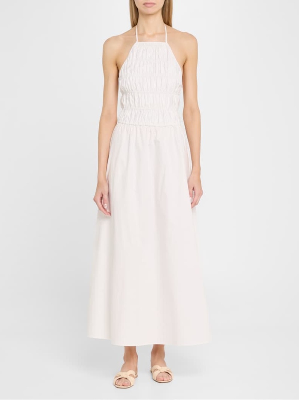 SOLID & STRIPED White The Meira Halter Midi Dress